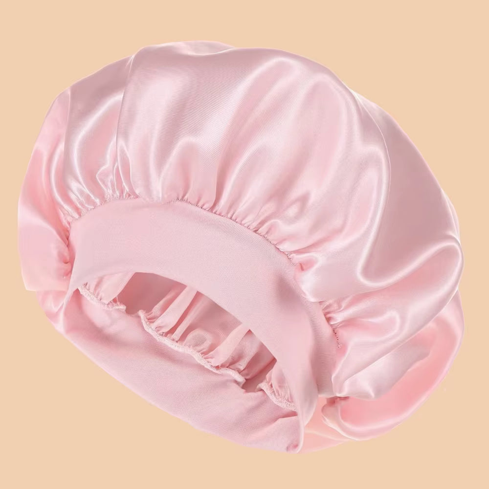 Satin Wide-Brimmed Shower Hair Cap — Protect Your Hair While Bathing